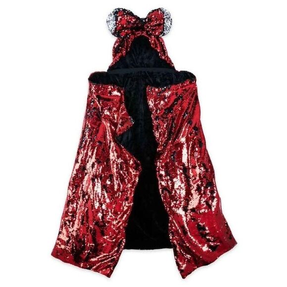 Disney Sequin Ears Throw Blanket Minnie Mouse Reversible Wearable Bling Bow Hood - Picture 1 of 6